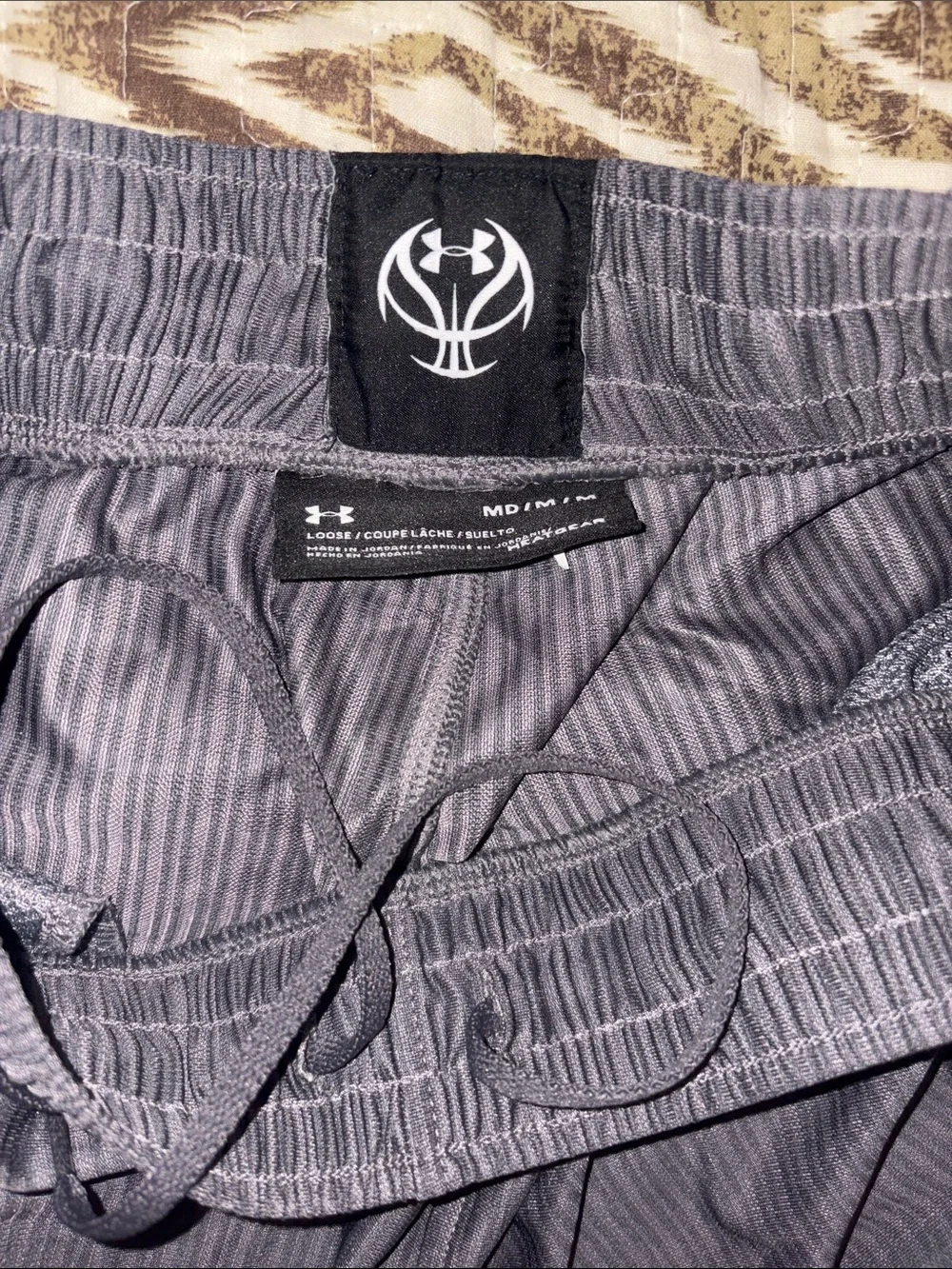 Under Armour Gray and Black Athletic Shorts with Logo Panel